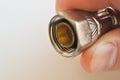 Hand holding faucet connector Royalty Free Stock Photo