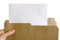 Hand holding file with blank sheet of paper Royalty Free Stock Photo