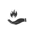 hand holding a fire icon, flat design best vector Royalty Free Stock Photo