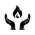 hand holding a fire icon, flat design best vector icon Royalty Free Stock Photo