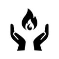 hand holding a fire icon, flat design best vector icon Royalty Free Stock Photo