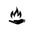 Hand holding a fire icon. Vector Royalty Free Stock Photo