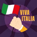 Hand holding the flag of Italy Viva Italia Vector