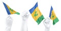 Hand holding flag of Saint Vincent and the Grenadines. Isolated 3d Rendering Royalty Free Stock Photo
