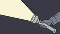 Hand holding a flashlight, illuminating the dark. A discovery icon. vector design Generative AI Royalty Free Stock Photo