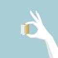 Hand holding folder icon, hand is white. Royalty Free Stock Photo