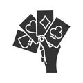 Hand holding four aces glyph icon Royalty Free Stock Photo