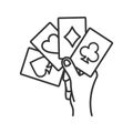 Hand holding four aces linear icon Royalty Free Stock Photo