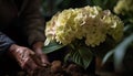 Hand holding fresh flower pot, planting seedling generated by AI Royalty Free Stock Photo