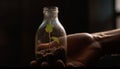 Hand holding fresh seedling, new life grows generated by AI