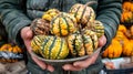 Hand holding fresh yellow squash with blurred background, ideal squash selection display Royalty Free Stock Photo