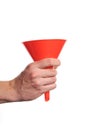 Hand holding a funnel