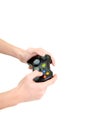 Hand holding game controller