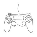A hand holding game stick one line drawing vector illustration. A joystick to play the game minimalism hand-draw isolated on white