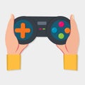 Hand holding gamepad isolated for gamer symbol concept vector illustration