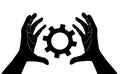 Hand holding gear , engineer symbol vector