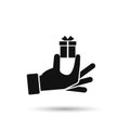 Hand holding gift box icon, Vector isolated silhouette illustration Royalty Free Stock Photo