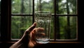 Hand holding glass of fresh transparent drinking water generated by AI Royalty Free Stock Photo