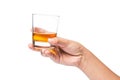 Hand holding a glass of whiskey Royalty Free Stock Photo