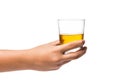 Hand holding a glass of whiskey on neat Royalty Free Stock Photo