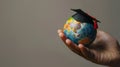 The globe with graduation cap.AI generated image Royalty Free Stock Photo