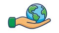 Hand Holding the Globe Icon, Earth Day and Conservation Symbol Vector, vector design Generative AI Royalty Free Stock Photo