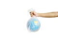 Hand holding globe in plastic bag Royalty Free Stock Photo