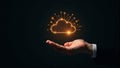 Hand Holding Glowing Cloud Computing Icon Royalty Free Stock Photo