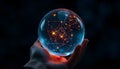 Hand Holding Glowing Sphere of Network Connections and Data Visualization Royalty Free Stock Photo