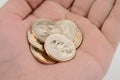 Hand Holding Gold Coins Royalty Free Stock Photo