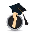 Hand holding graduation cap. Vector illustration decorative design Royalty Free Stock Photo