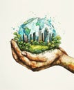 Hand Holding Green Globe Royalty Free Stock Photo