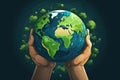 Hand holding a green globe. Earth day concept. Earth day for posters, banners, prints, web. Save the earth. Environment Royalty Free Stock Photo