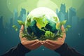 Hand holding a green globe. Earth day concept. Earth day for posters, banners, prints, web. Save the earth. Environment Royalty Free Stock Photo