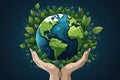 Hand holding a green globe. Earth day concept. Earth day for posters, banners, prints, web. Save the earth. Environment Royalty Free Stock Photo