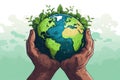 Hand holding a green globe. Earth day concept. Earth day for posters, banners, prints, web. Save the earth. Environment Royalty Free Stock Photo