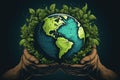 Hand holding a green globe. Earth day concept. Earth day for posters, banners, prints, web. Save the earth. Environment Royalty Free Stock Photo