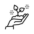 hand holding growing plant line icon vector illustration Royalty Free Stock Photo