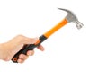 Hand holding hammer isolate on white Royalty Free Stock Photo