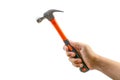 Hand holding hammer isolate on white Royalty Free Stock Photo