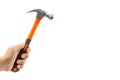 Hand holding hammer isolate on white Royalty Free Stock Photo