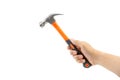 Hand holding hammer isolate on white Royalty Free Stock Photo