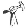 Hand holding a hammer, tools icon cartoon hand drawn vector illustration sketch Royalty Free Stock Photo