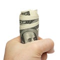 Hand holding a handful of dollars. Royalty Free Stock Photo