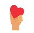 Hand holding heart icon. simple outline hands holding heart