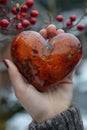 Hand holding a heart-shaped object