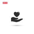 Hand holding heart trust vector icon isolated