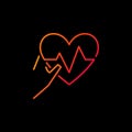 Hand holding heartbeat vector colored line icon Royalty Free Stock Photo