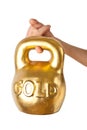 A hand holding heavy weight of gold Royalty Free Stock Photo