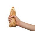Hand Holding Hotdog Isolated, Sausage Inside a Grilled Bun, Hot Dog Royalty Free Stock Photo